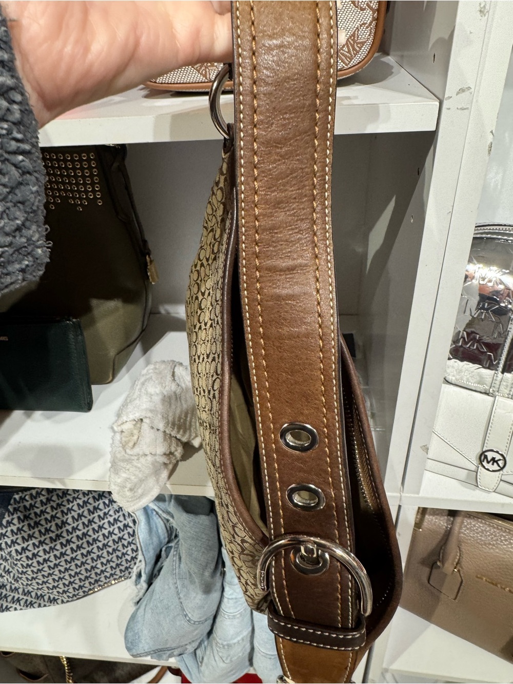 Coach soho Monogram Hobo Shoulder Bag in Brown and Tan - Picture 5 of 7